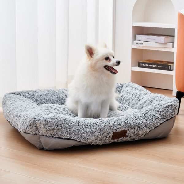 Swirl Rose Velvet Dog Beds For Small Medium Dogs Removable Cushion Calming Dog Sofa Beds Anti-Anxiety Machine Washable Cat Beds - Image 8