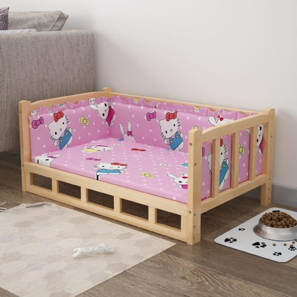 Bed Summer Wooden Wooden Bed Pet Dog Bed - Image 3